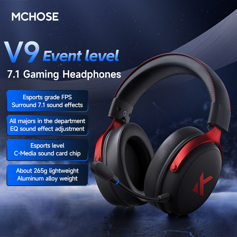 MCHOSE V9 Pro 헤드셋 마이크 포함 세 가지  - Esports Wireless Gaming Headset 리뷰 및 가격